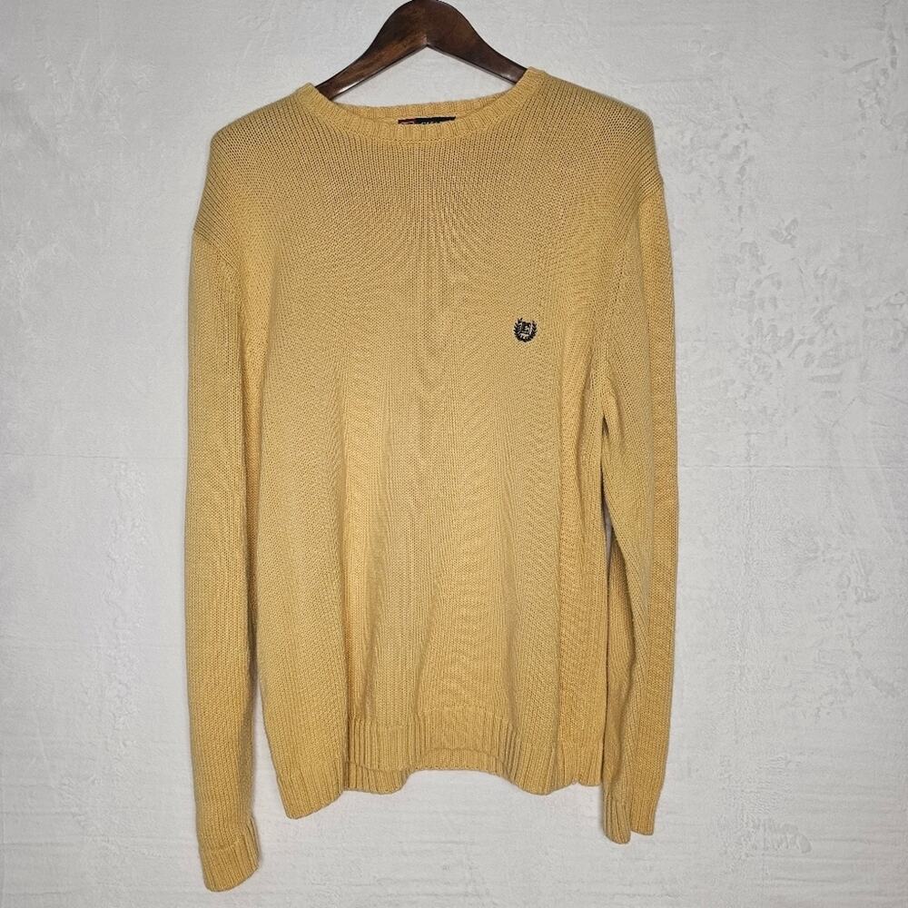 Vtg Chaps Mens Sweater L Yellow Preppy Classic Americana 90s Ivy League Grandad